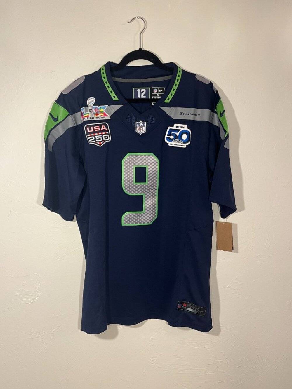Kenneth Walker #9 Seahawks 2026 Super Bowl LX Jersey All Patches Men's Sizes